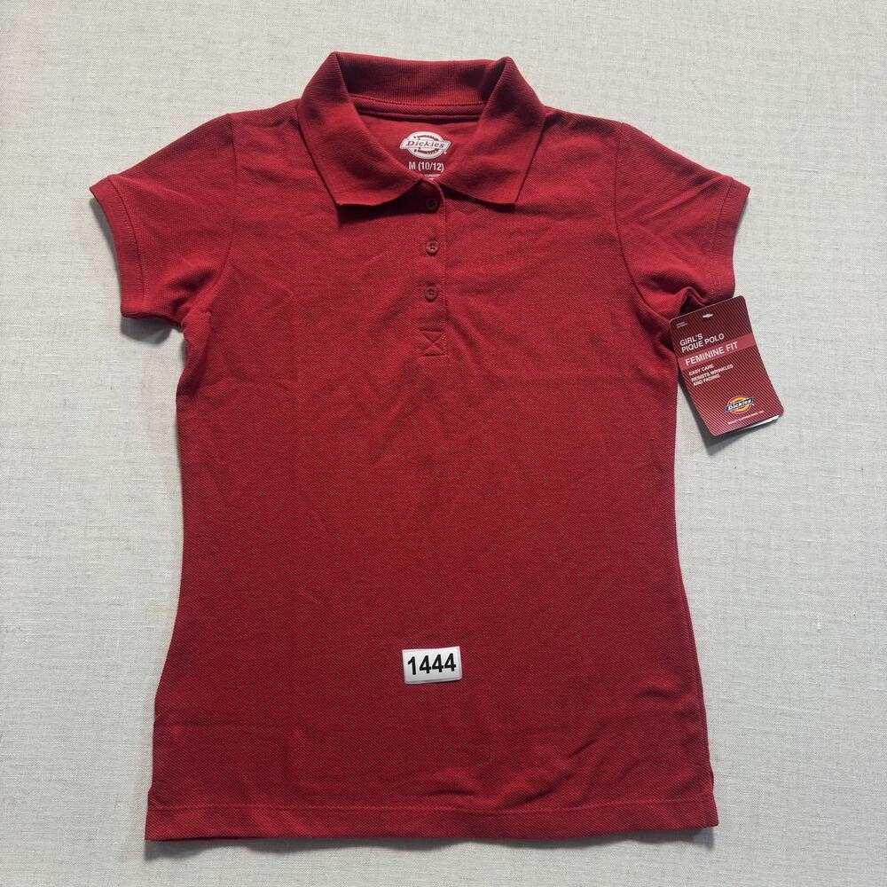 Dickies‎ Pique Polo Shirt Feminine Fit Girls Sz M Red Brand New